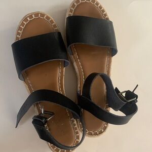 Universal Thread Black Leather Slide & Ankle Strap Sandals